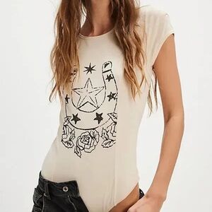 Free People Desert Darling Rodeo Western Bodysuit In White Swan Size M